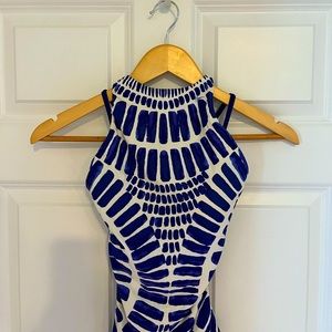 Blue and White One Piece Tina Turk Bathing Suit Size 12